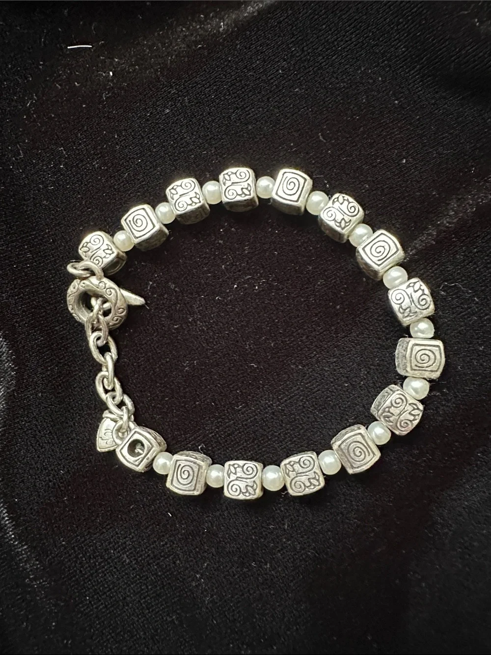 Brighton Essex Bead Bracelet Silver Plated Spiral Cube Bracelet - 2307